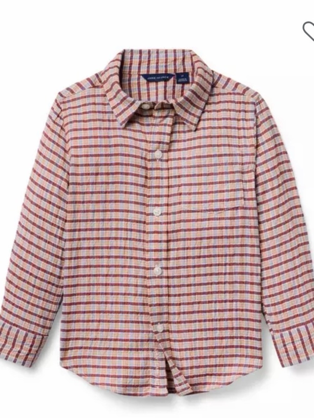 Janie and Jack Plaid Button-Down Shirt - Red, Cream & Blue